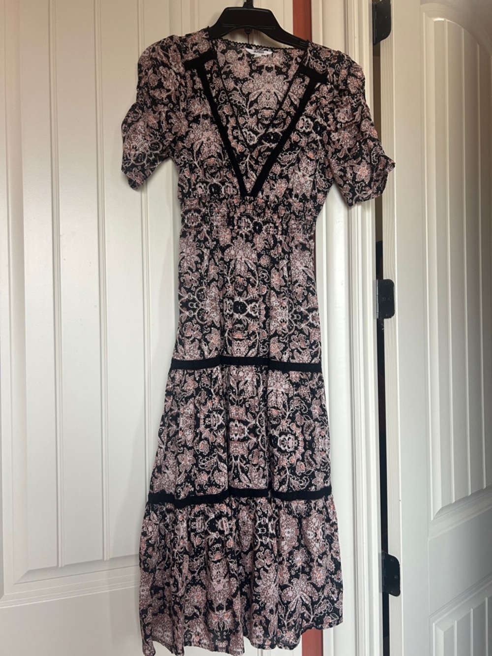 Steve Madden Black and Blush Paisley Maxi Dress